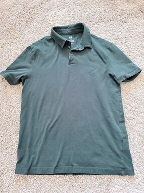 H&M Men's Dark Green Polo Shirt Medium
